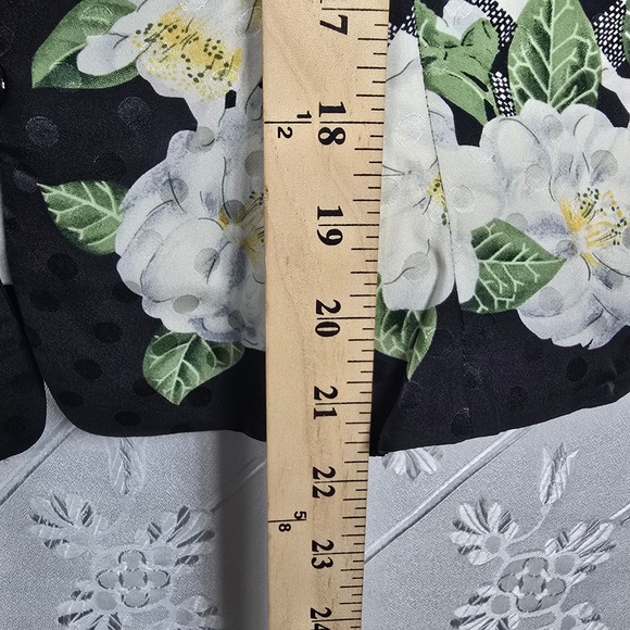 Vintage Maggy London Silk Skirt Set Woman 8 Black White Gingham Floral Old Money - Picture 8 of 13